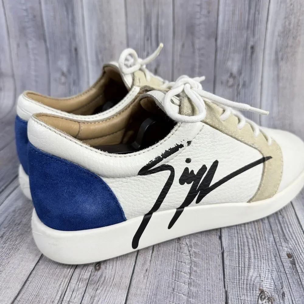 Giuseppe Zanotti Shoes 40 Signature Logo Leather Lace Up Sneakers Trainers $550
